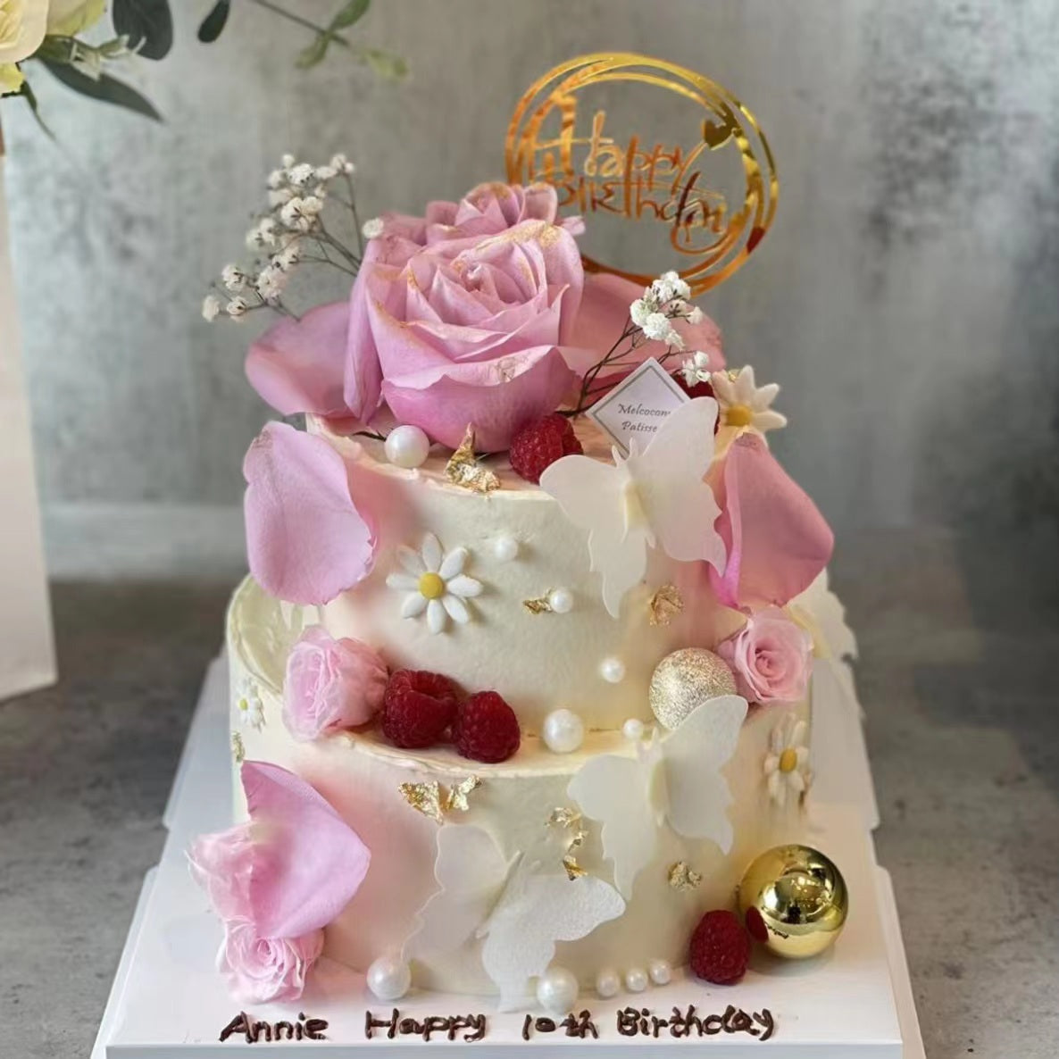 Butterfly & Flowers Cake 蝴蝶鲜花蛋糕