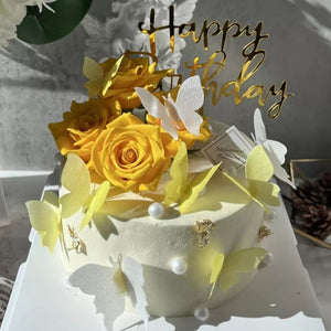 Butterfly & Yellow rose Cake 蝴蝶鲜花蛋糕