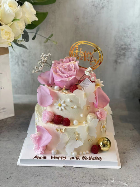 Butterfly & Flowers Cake 蝴蝶鲜花蛋糕